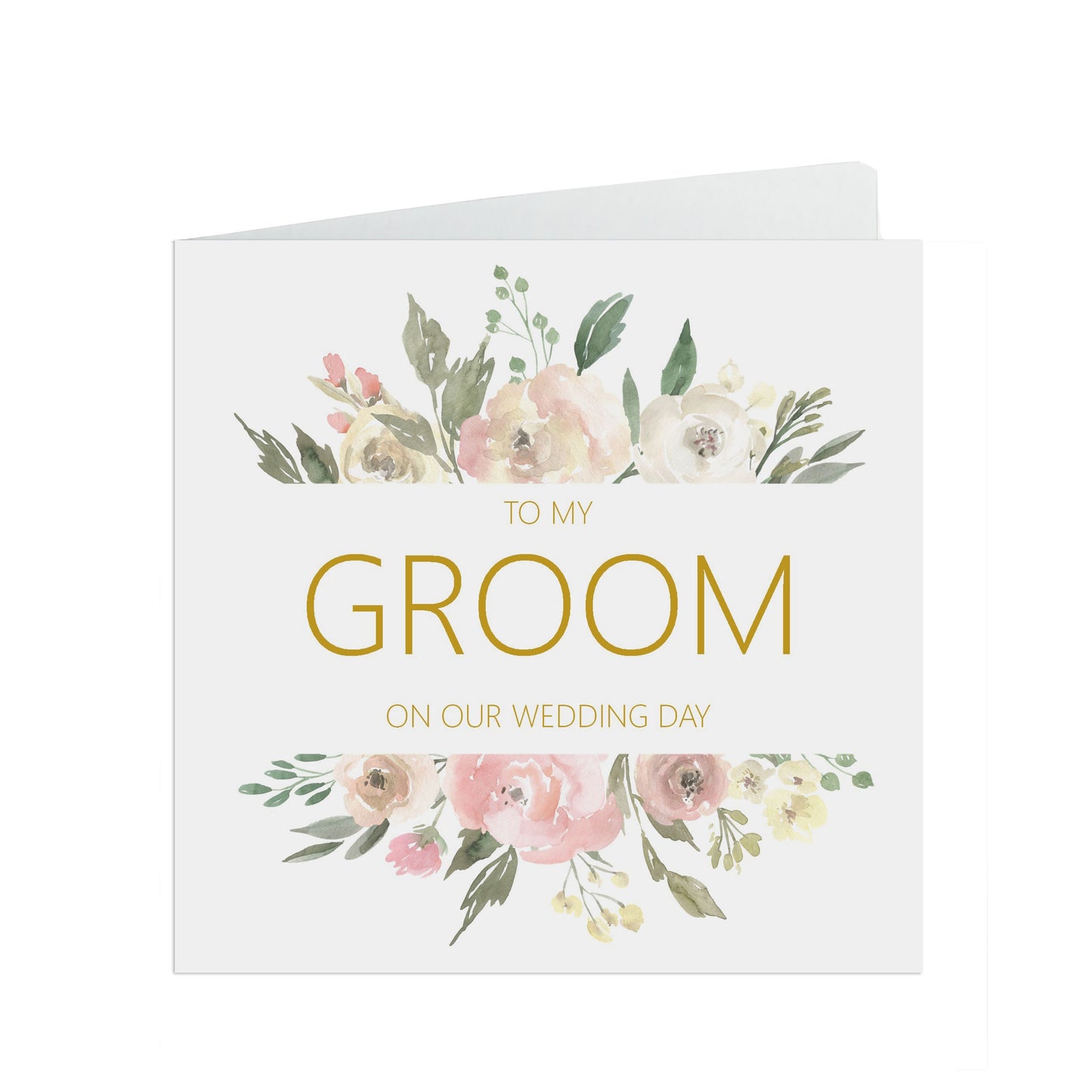 Groom On Our Wedding Day Card - Blush Floral