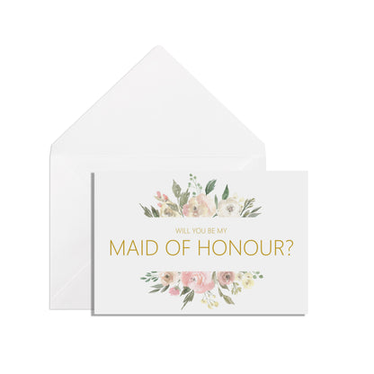 Will You Be My Maid Of Honour? Proposal Card - Blush Floral