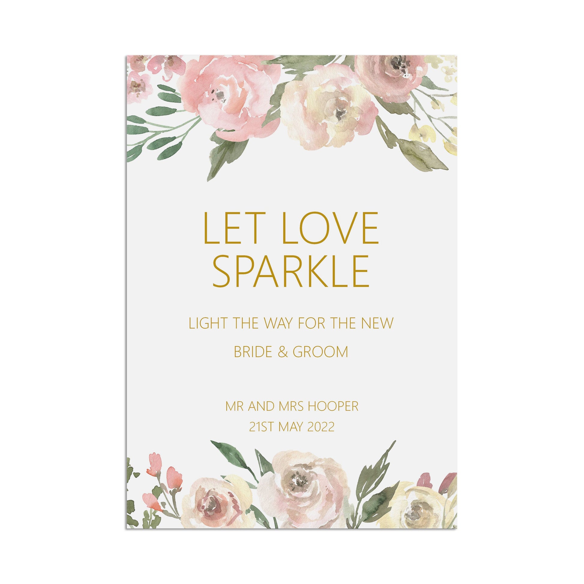 Let Love Sparkle Wedding Sign - Blush Floral