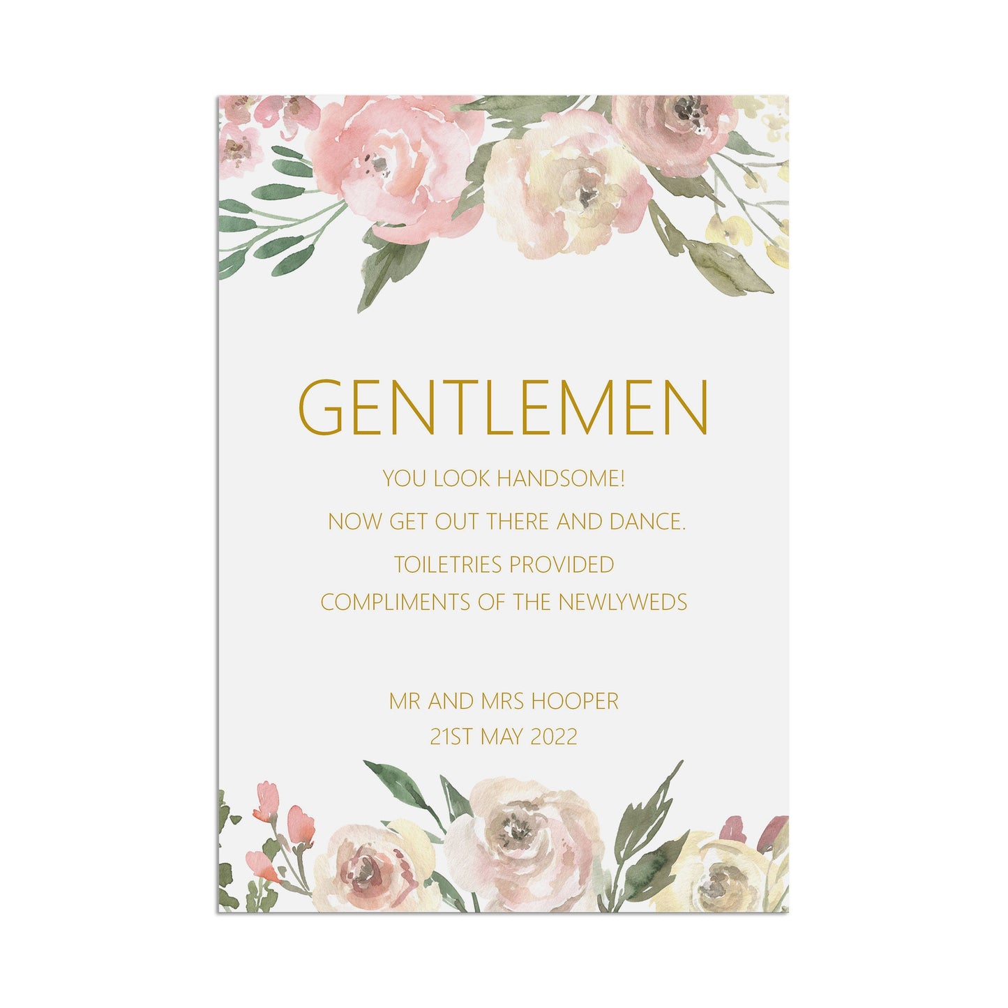 Gentlemen Toiletries Wedding Sign - Blush Floral