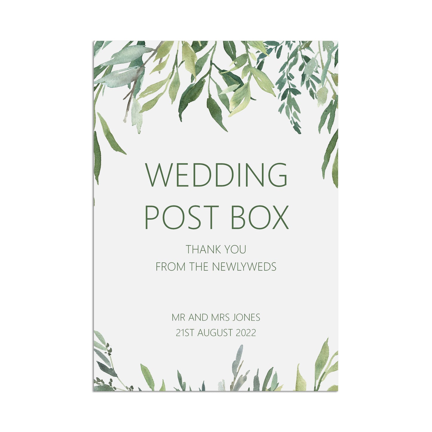 Wedding Post Box Sign - Greenery