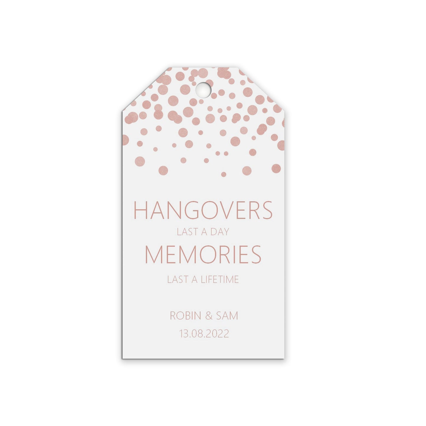 Hangover Kit Wedding Gift Tag, Blush Confetti Personalised Pack Of 10