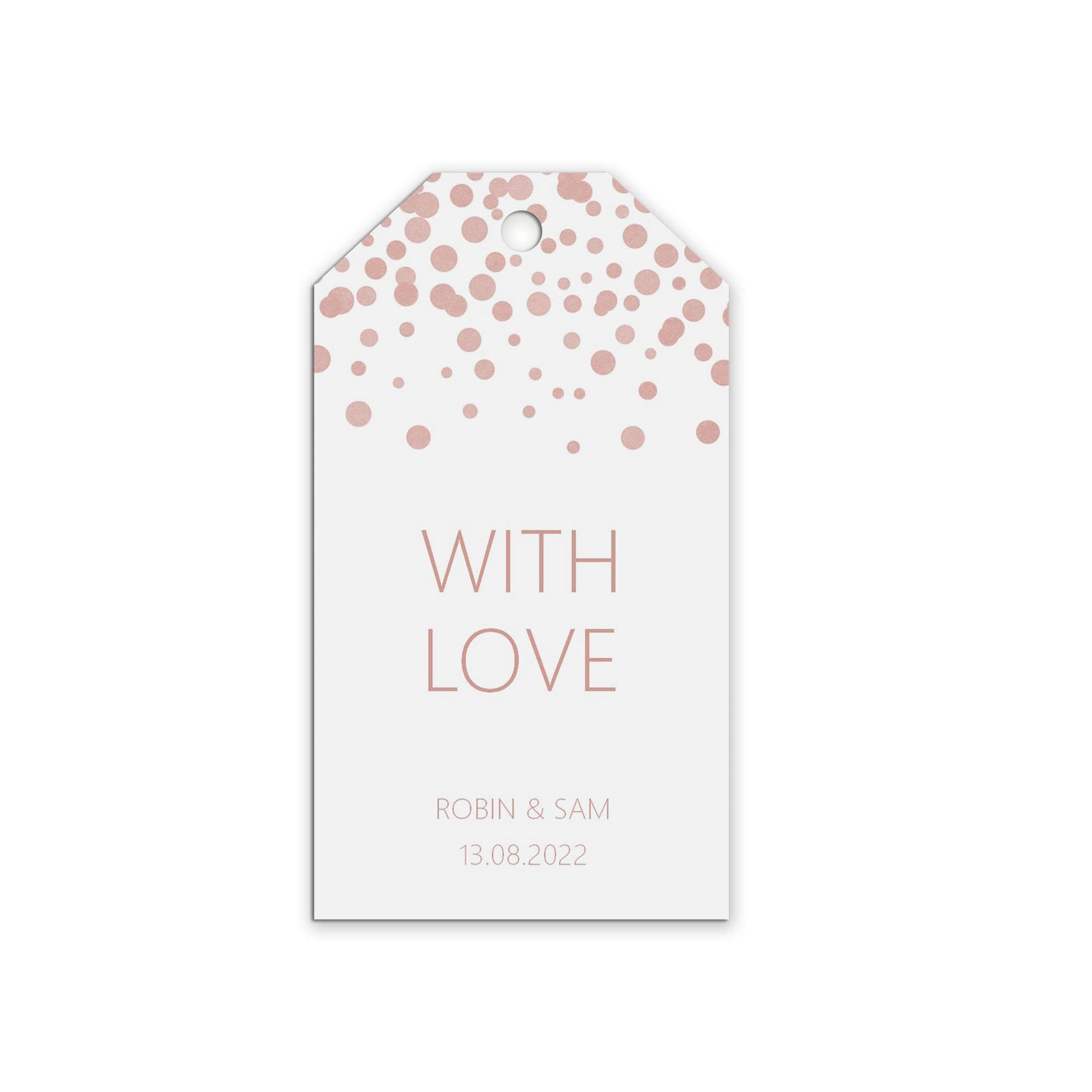 With Love Wedding Gift Tag, Blush Confetti Personalised Pack Of 10