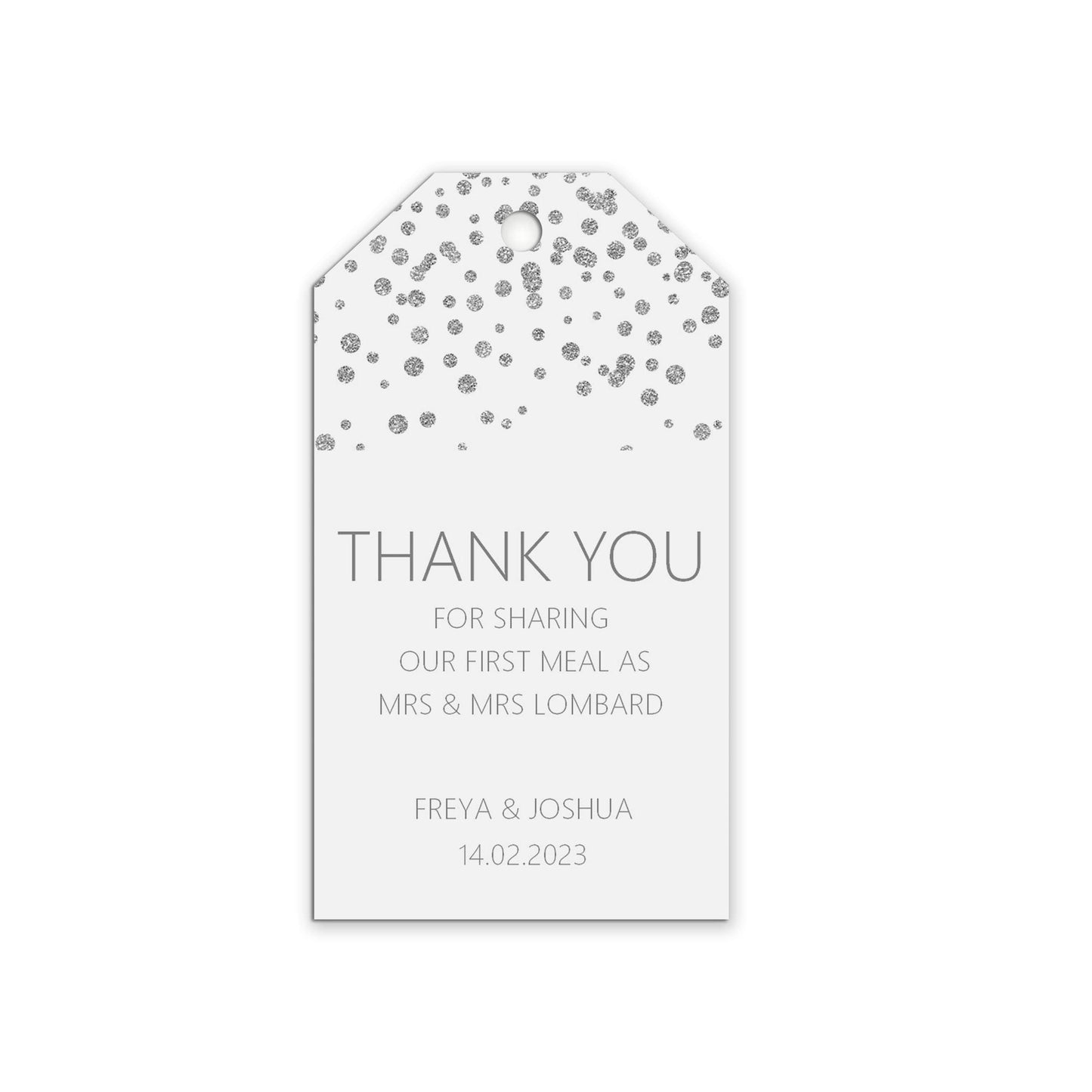 First Meal Cutlery Wedding Gift Tags, Silver Effect Personalised Pack Of 10
