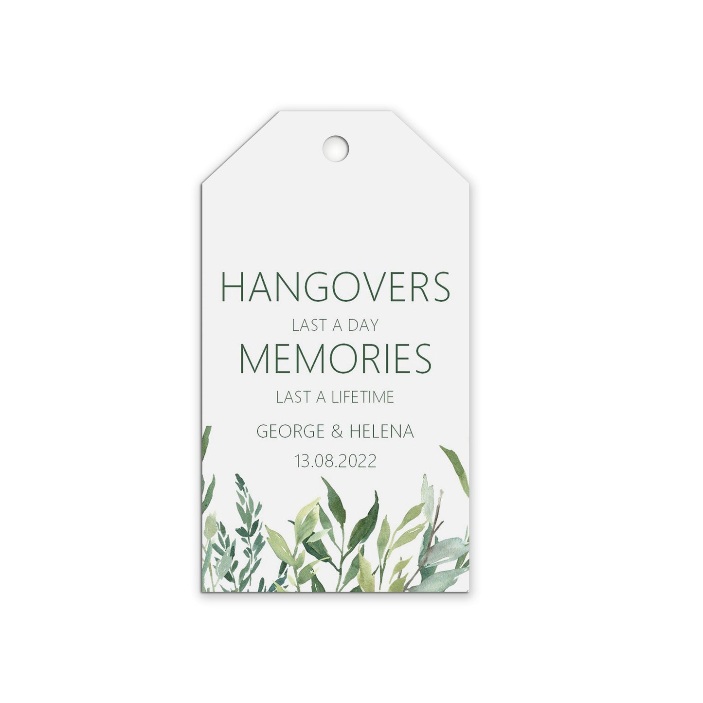 Hangover Kit Wedding Gift Tags - Greenery