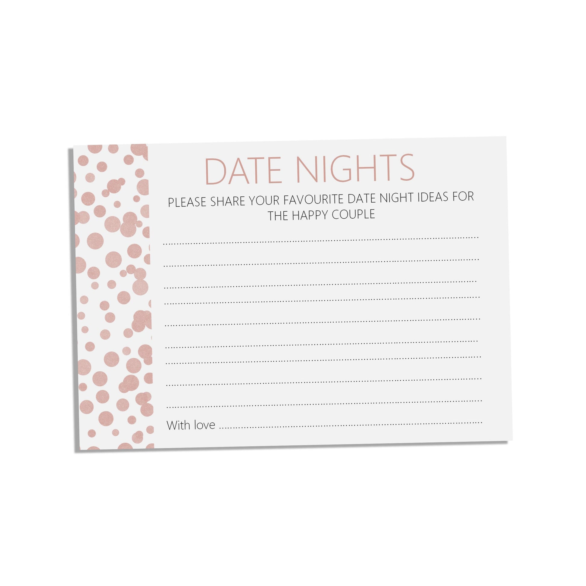 Blush Confetti Date Night Advice Cards - Pack Of 25