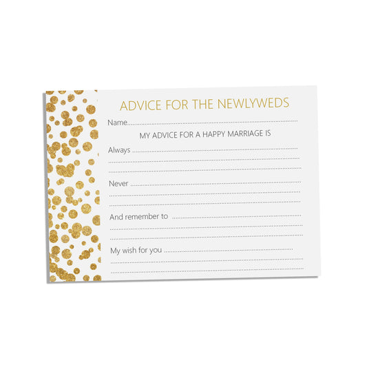 Gold Confetti Wedding Advice Cards - Pack Of 25