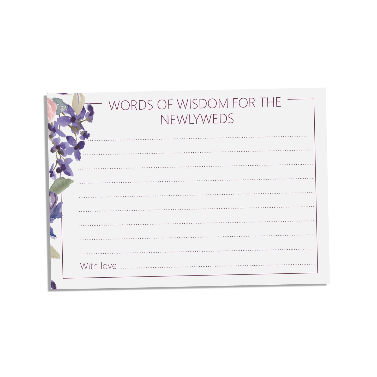 Purple Floral Words Of Wisdom Advice Cards - Pack of 25