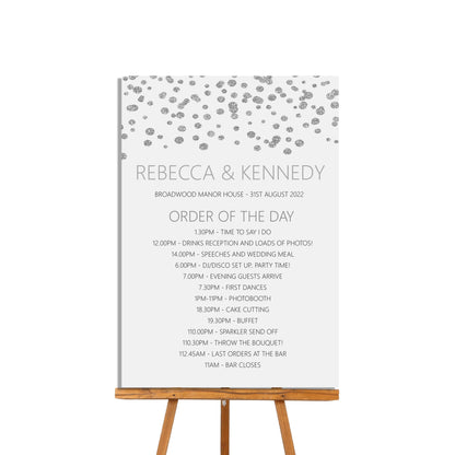 Silver Confetti Order Of The Day Sign - 4 Sizes Available