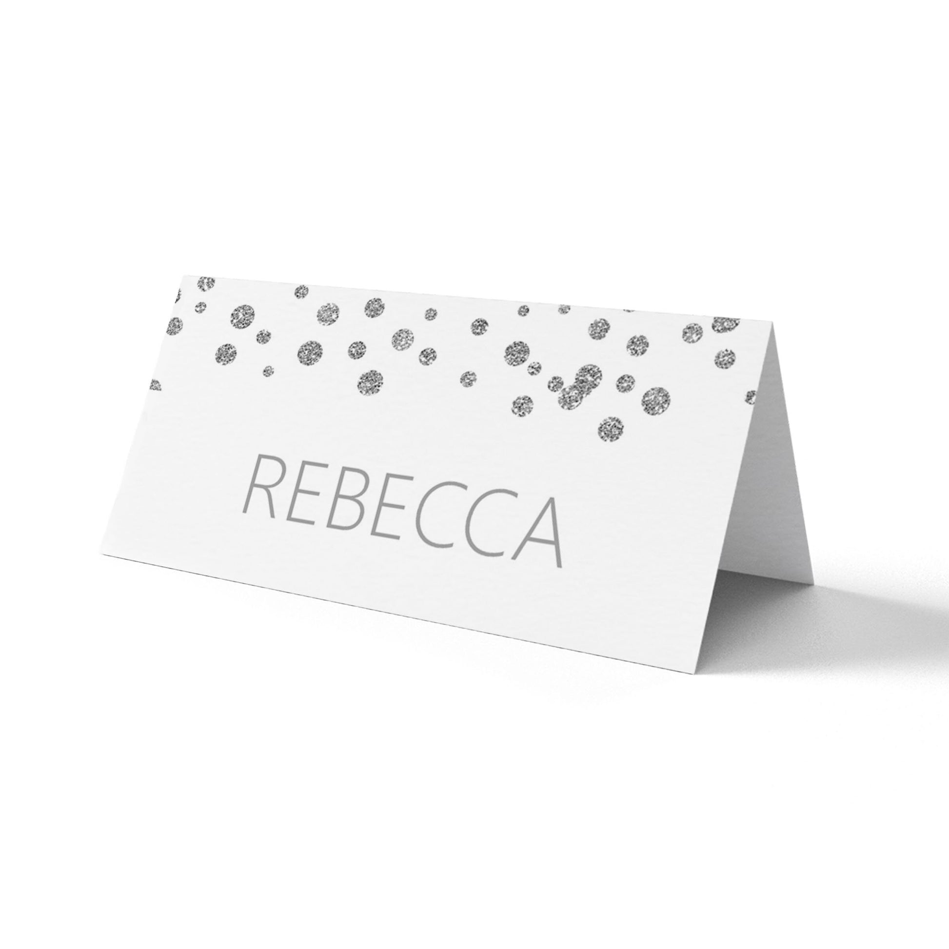 Personalised Silver Confetti Place Cards