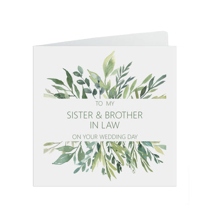 Sister & Brother In Law On Your Wedding Day Card - Greenery