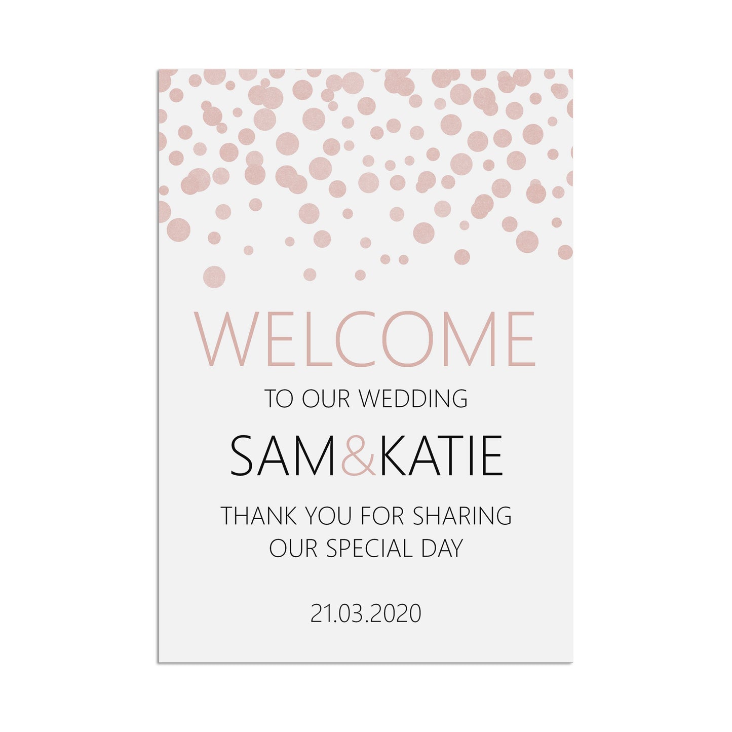 Blush Confetti Welcome To Our Wedding Sign - 5 Sizes Available