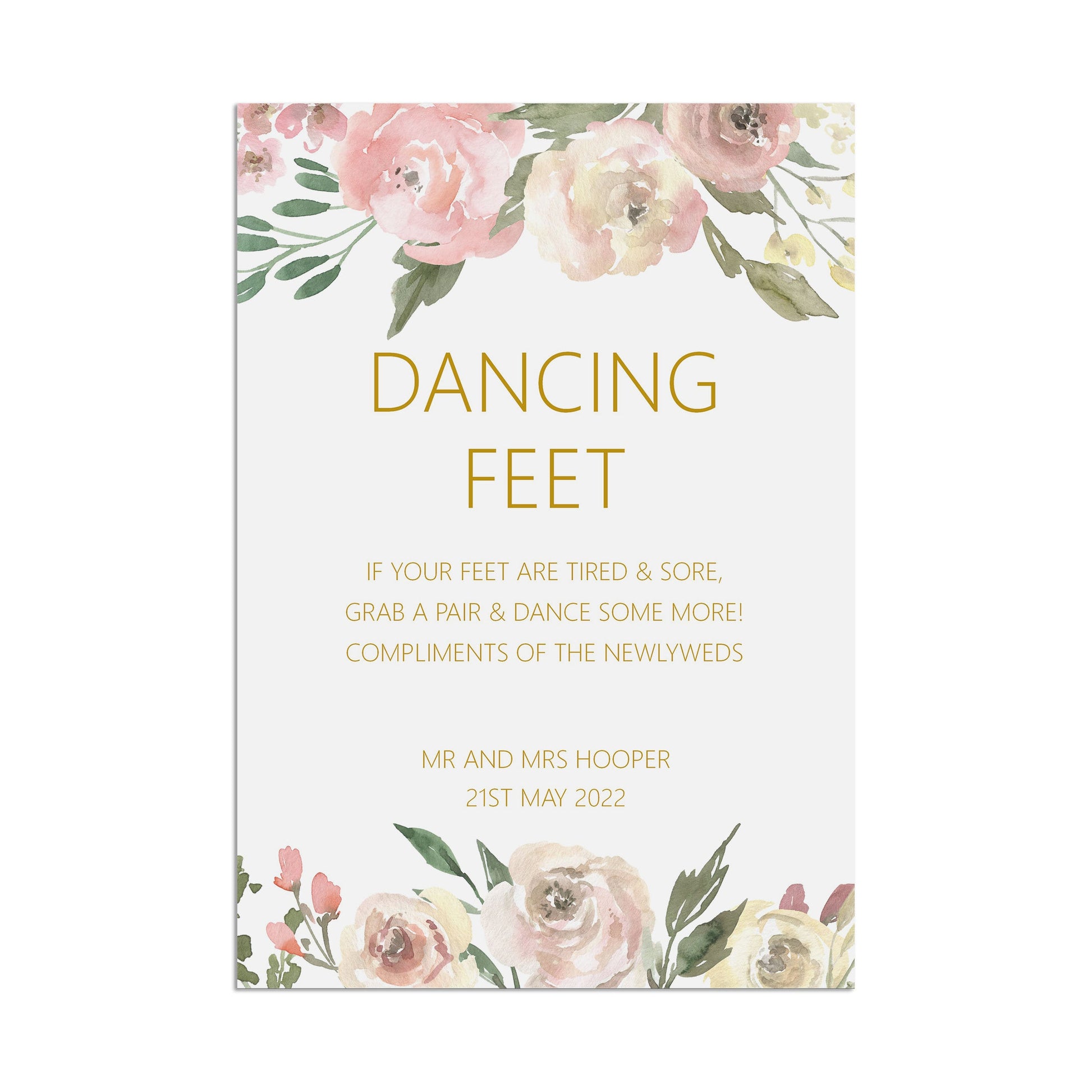 Dancing Feet Flip Flop Wedding Sign - Blush Floral