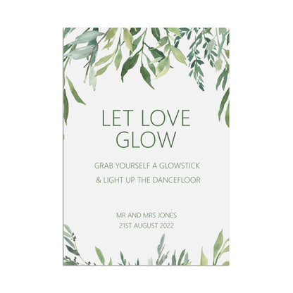 Let Love Glow Dancefloor Wedding Sign - Greenery