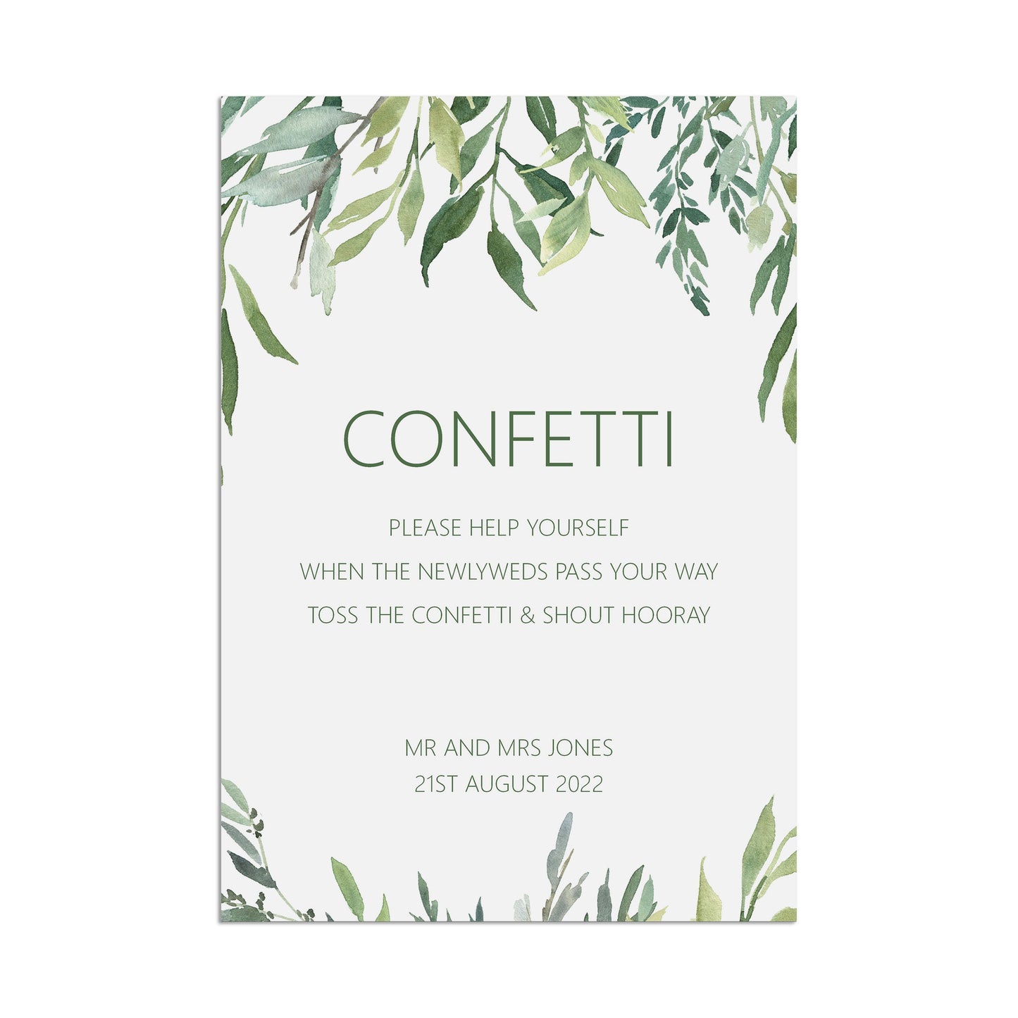 Confetti Wedding Sign - Greenery