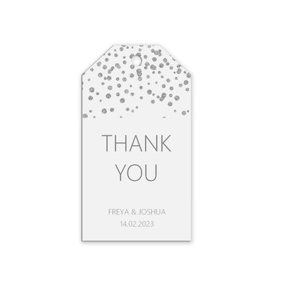 Thank You Wedding Gift Tags, Silver Effect Personalised Pack Of 10