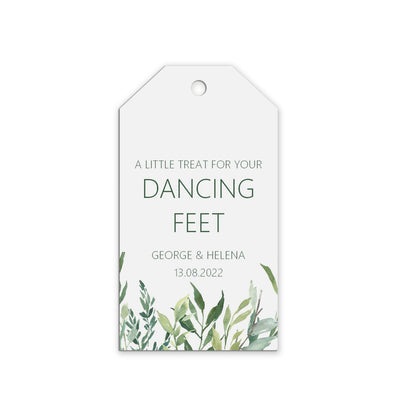 Dancing Feet Flip Flop Wedding Gift Tags - Greenery