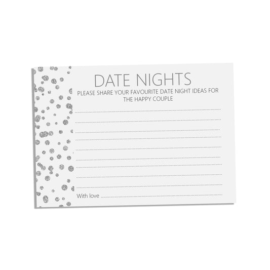 Silver Confetti Date Night Advice Cards - Pack Of 25