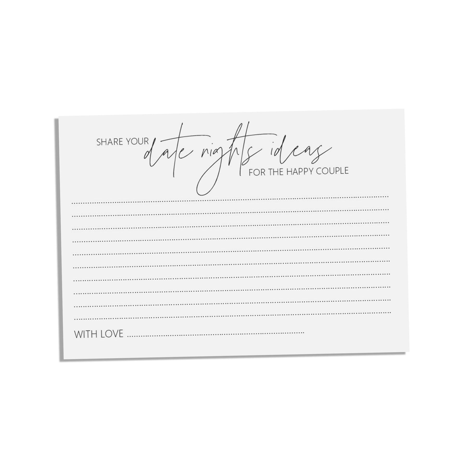 Black & White Date Night Advice Cards - Pack Of 25