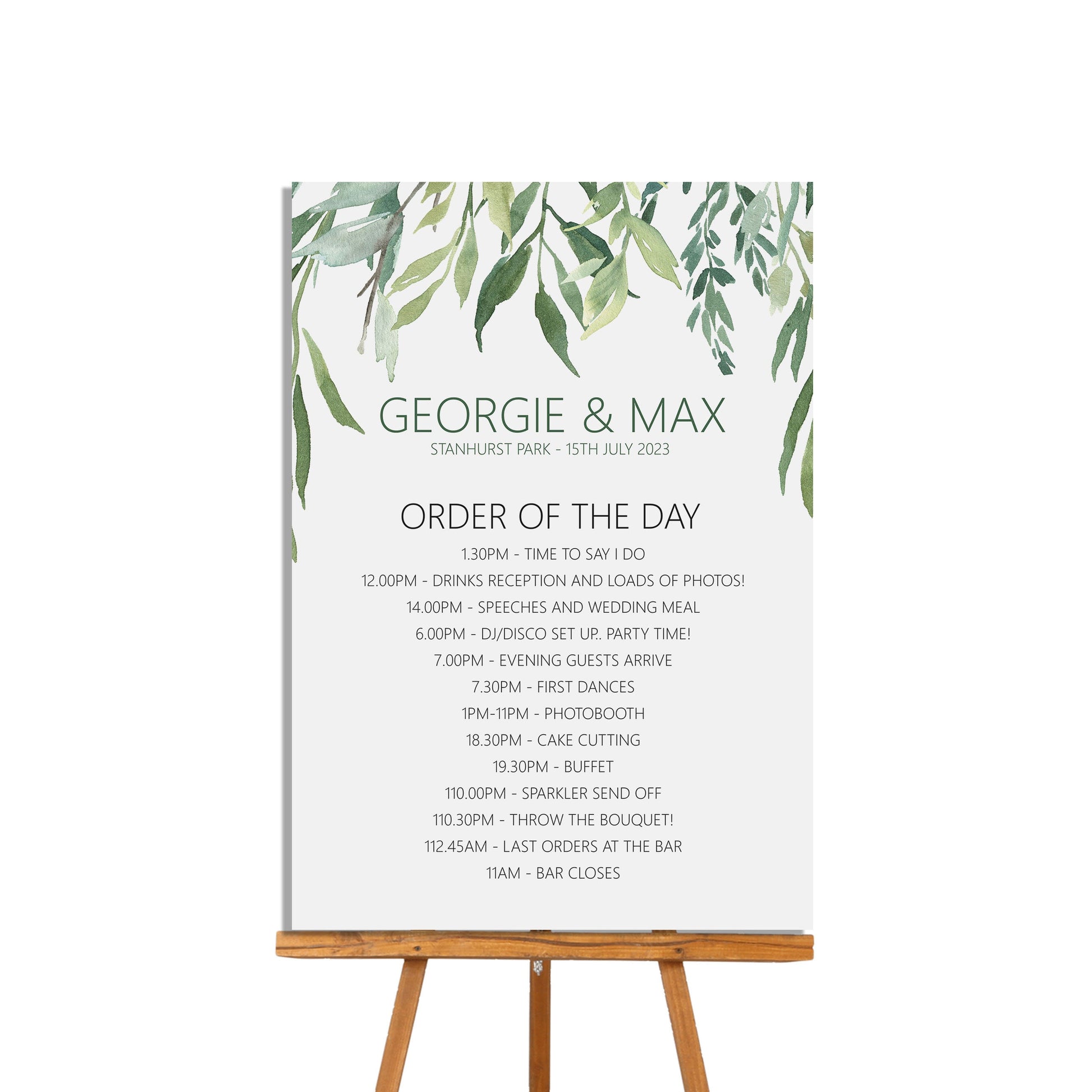 Order Of The Day Sign - Greenery