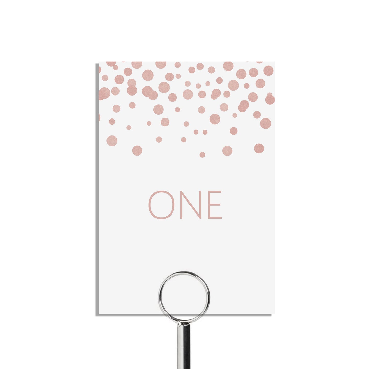 Blush Confetti Table Number Cards - Numbers 1-15 & Top Table