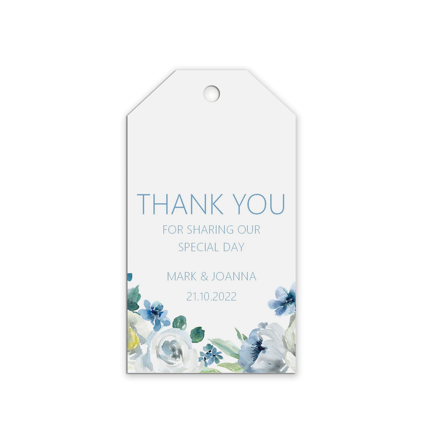 Thank You For Sharing Our Day Wedding Gift Tags - Blue Floral