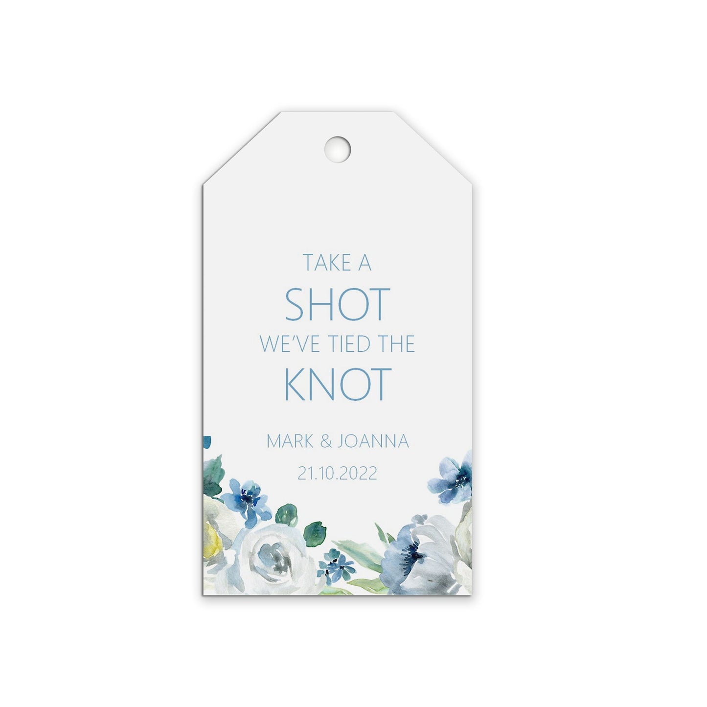 Take A Shot Wedding Gift Tags - Blue Floral