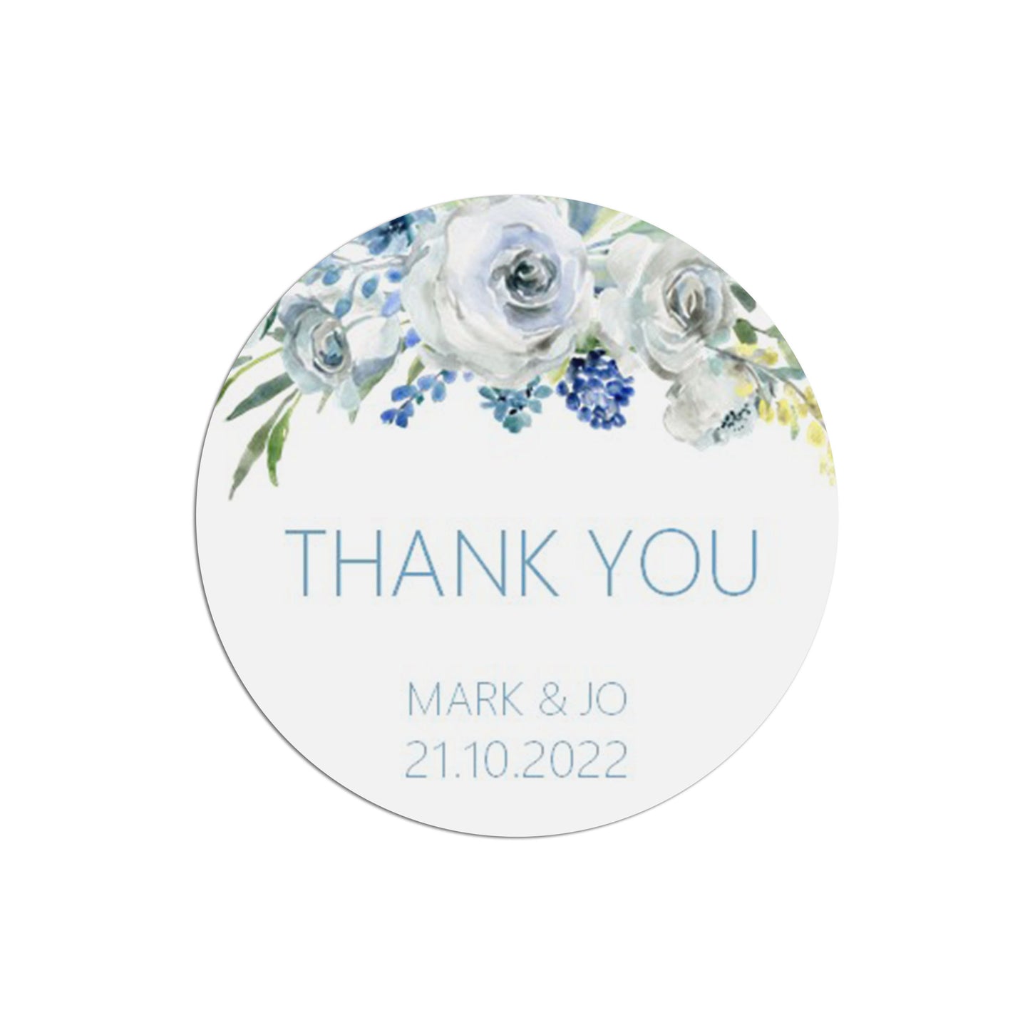 Thank You Wedding Stickers - Blue Floral