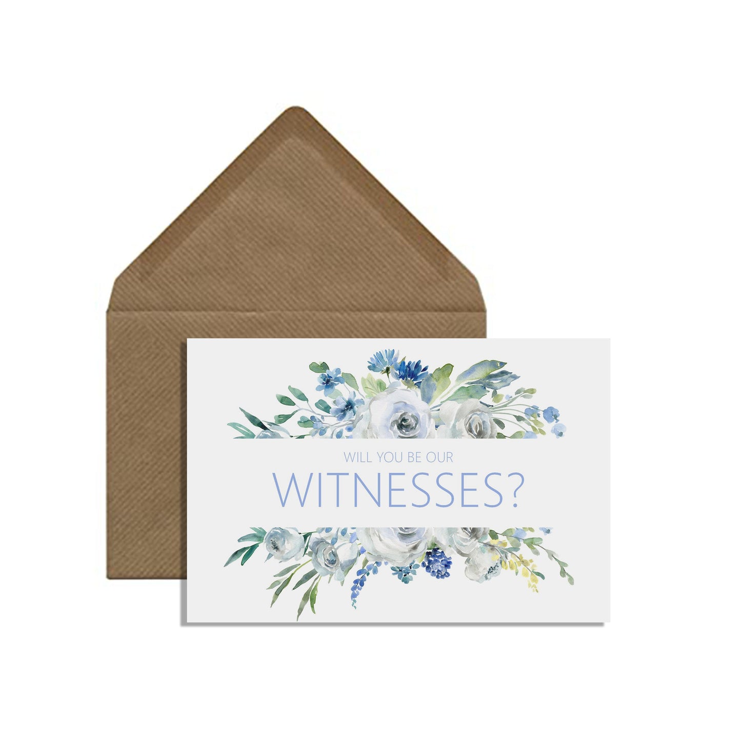 Will You Be Our Witnesses? Wedding Proposal Card - Blue Floral