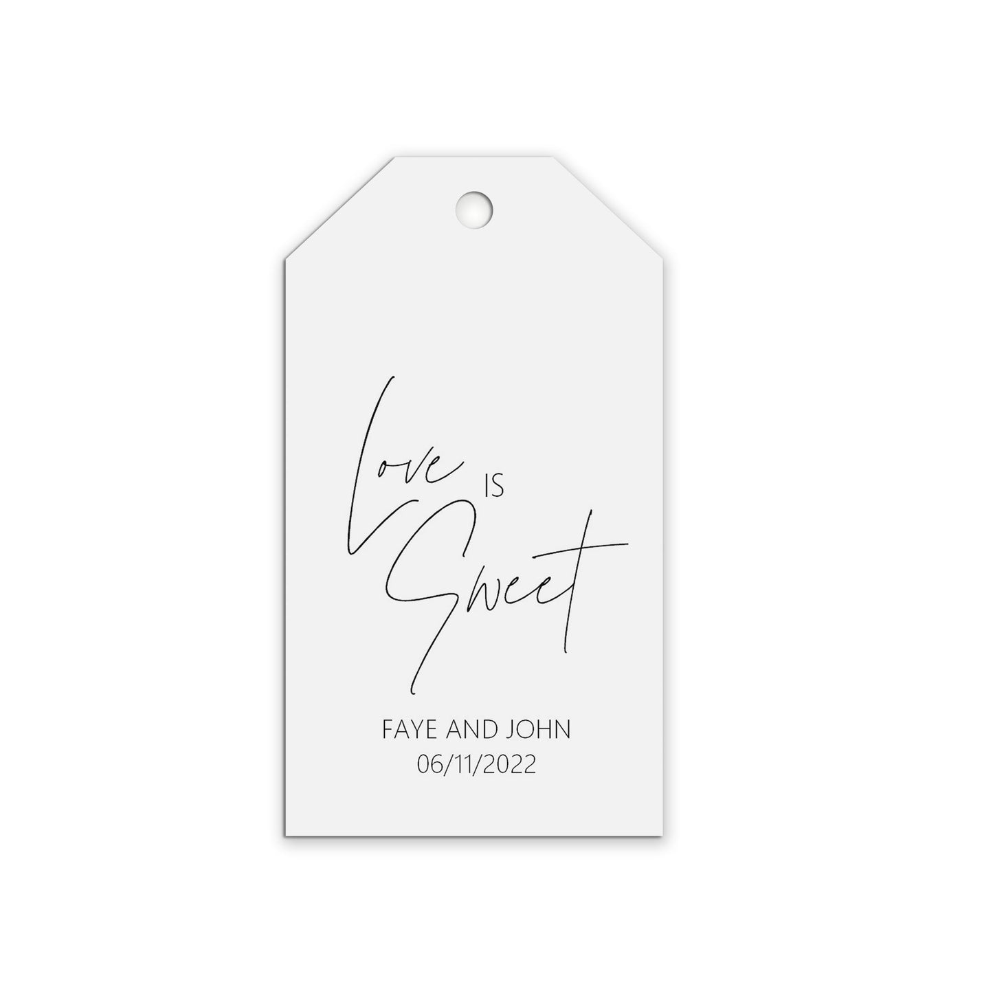 Love Is Sweet Wedding Gift Tags Personalised Black & White, Sold In Packs Of 10