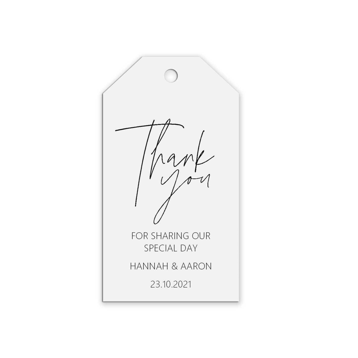 Thank You For Sharing Our Day Wedding Gift Tags Personalised Black & White, Sold In Packs Of 10