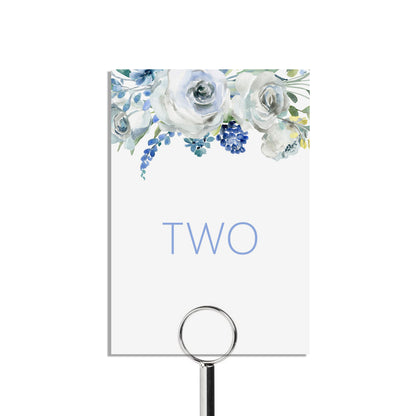 Table Number Cards - Numbers 1-15 & Top Table - Blue Floral