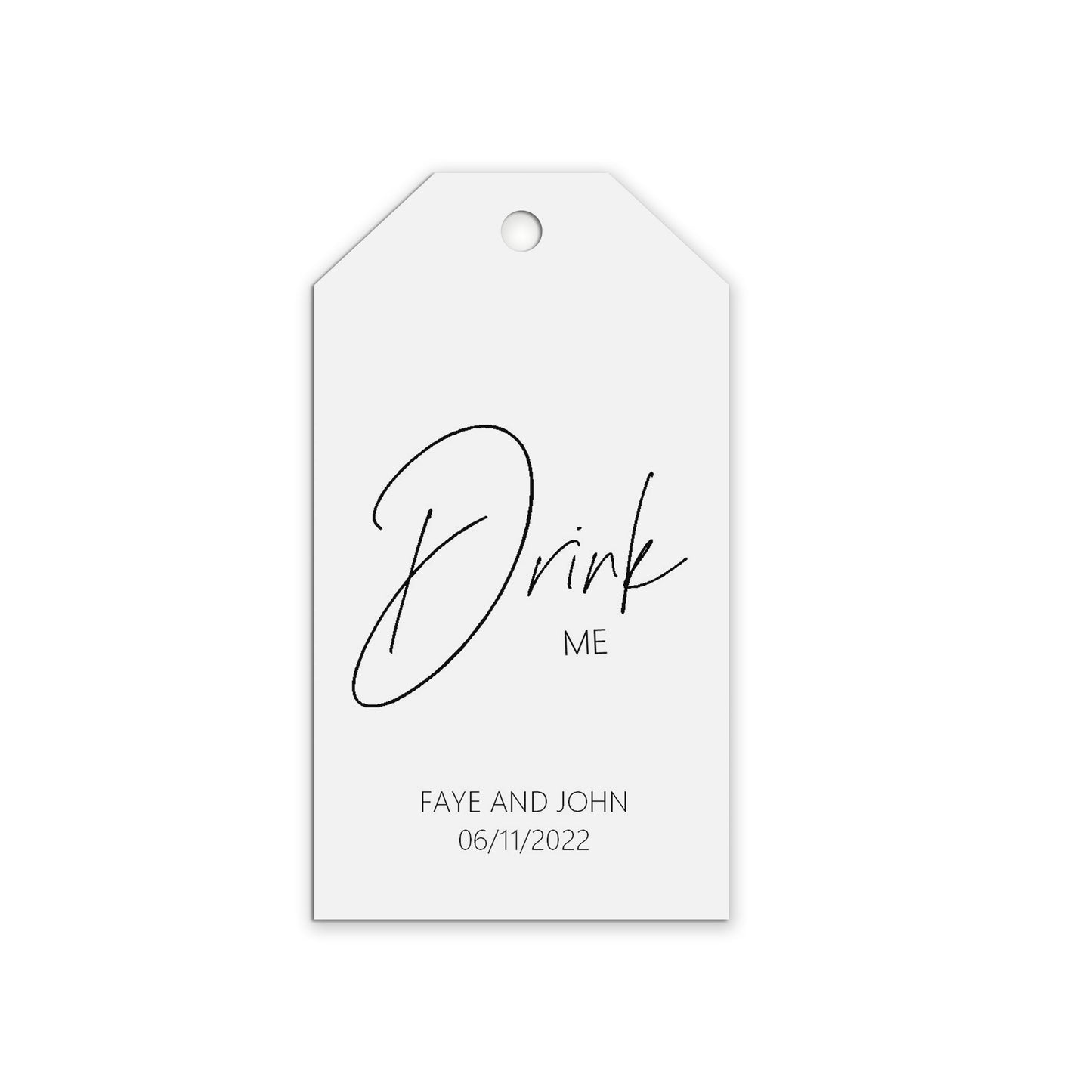 Drink Me Wedding Gift Tags Personalised Black & White, Sold In Packs Of 10