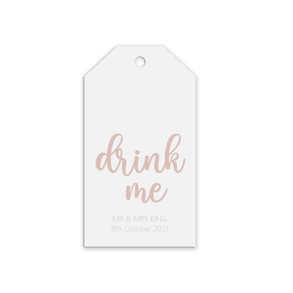 Drink Me Rose Gold Effect Personalised Gift Tags, Pack of 10