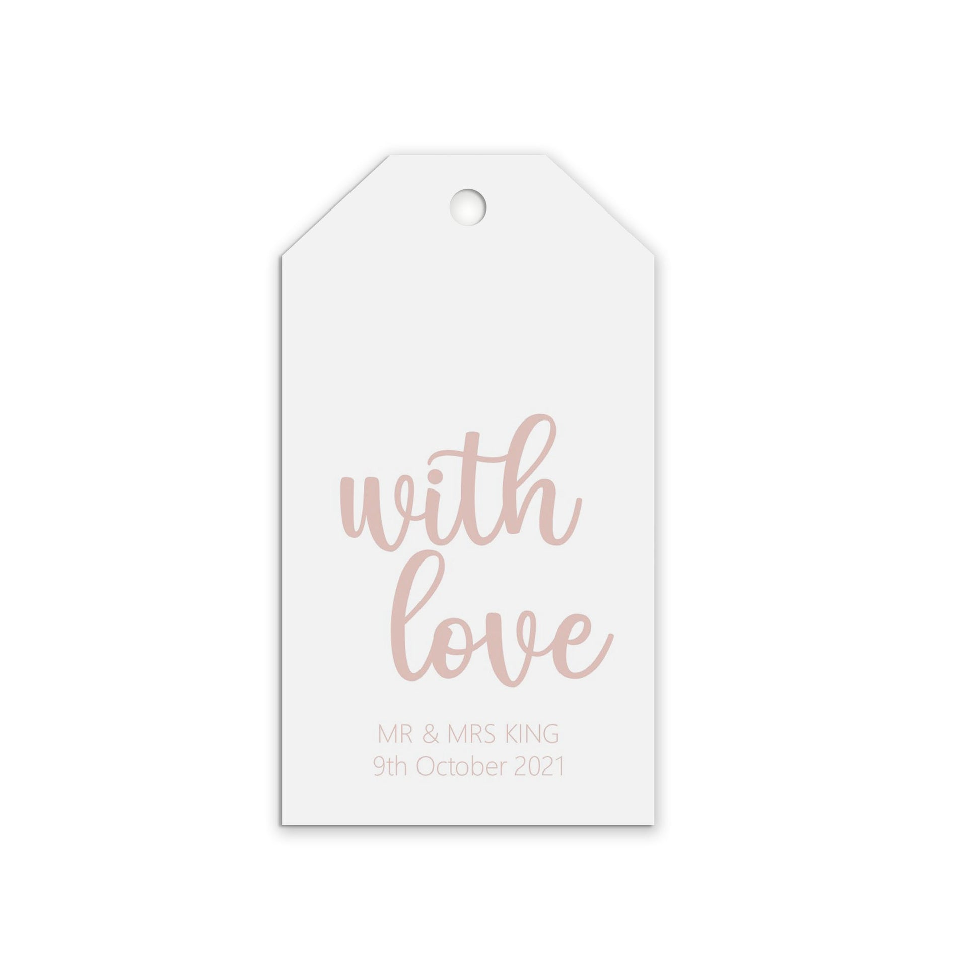 With Love Rose Gold Effect Personalised Gift Tags, Pack of 10