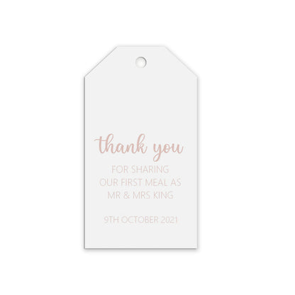 first Meal Rose Gold Effect Personalised Gift Tags, Pack of 10