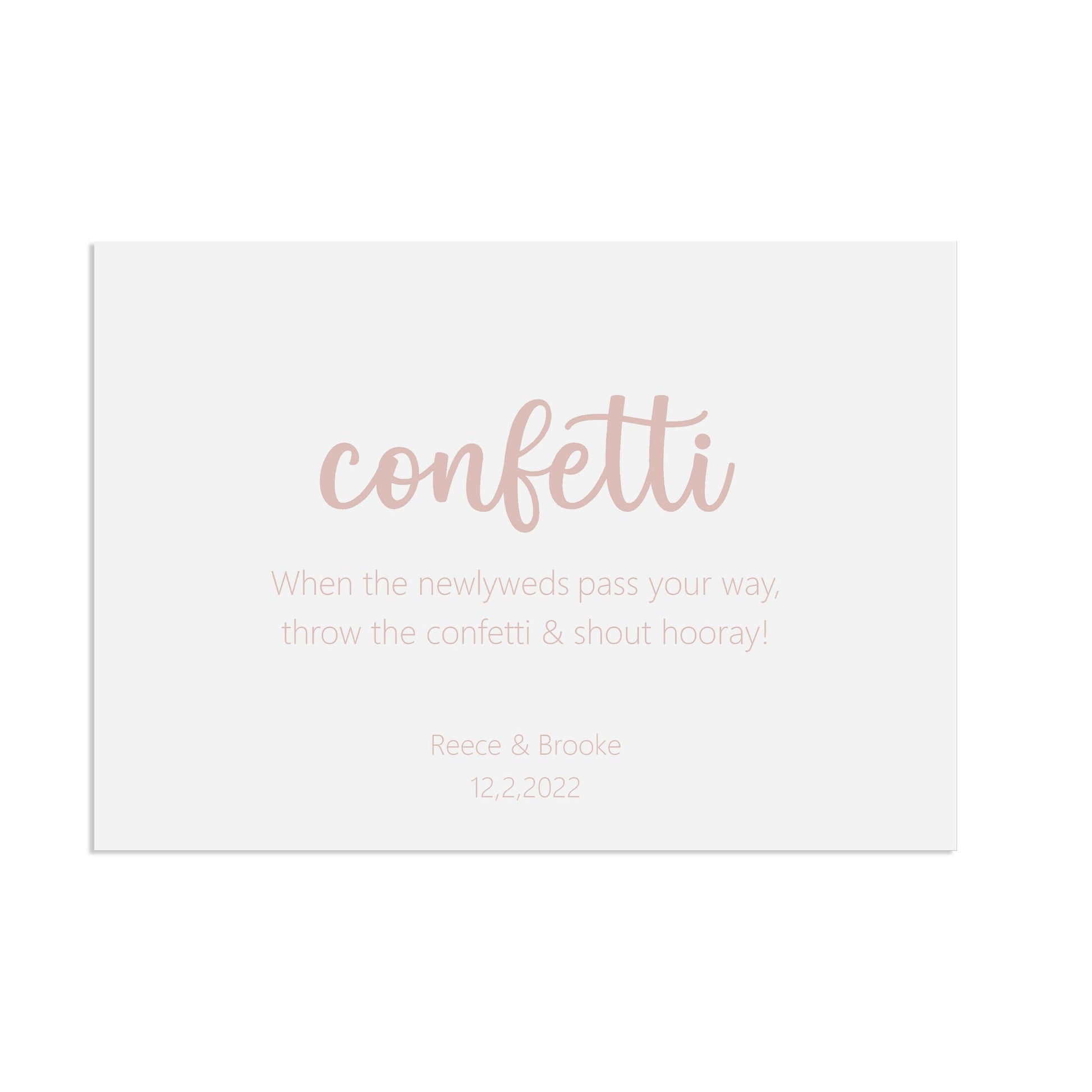 Confetti Rose Gold Effect Wedding Sign, Personalised A5, A4, Or A3