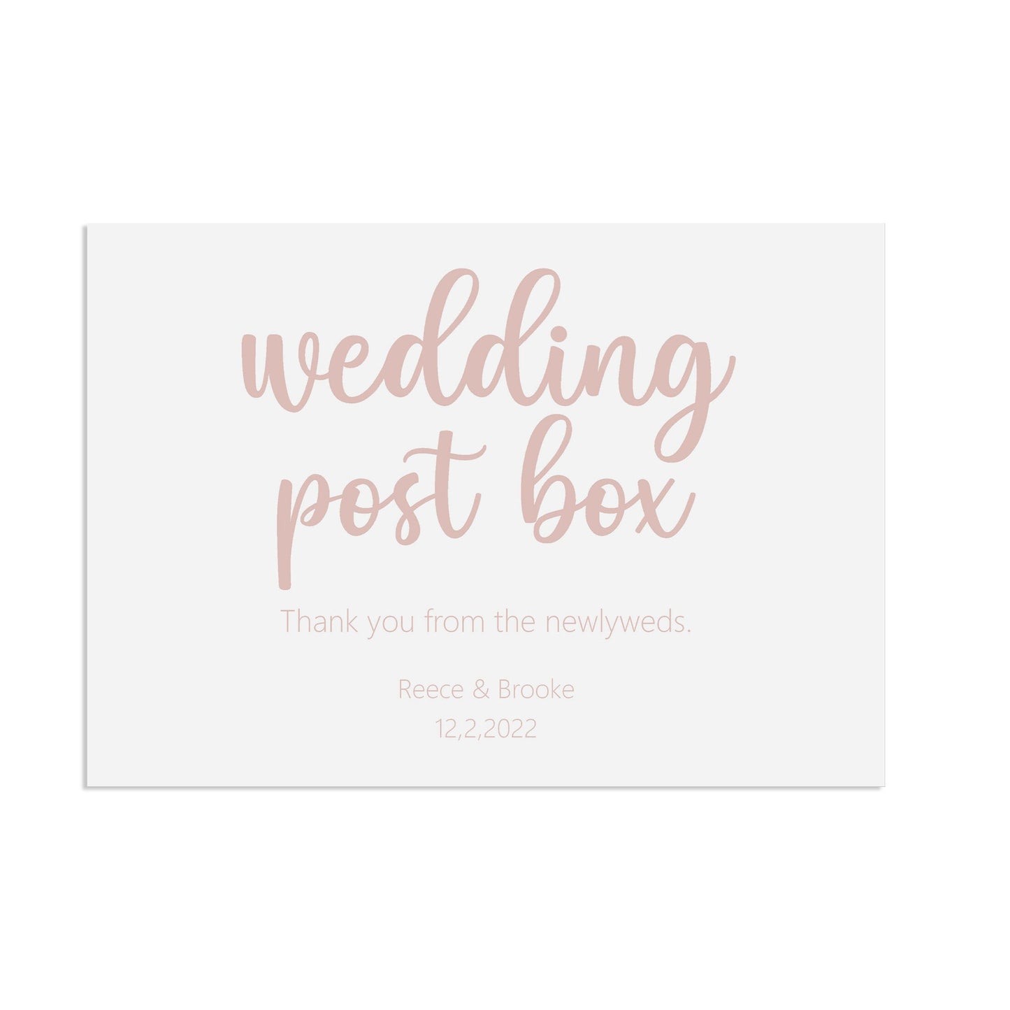 Wedding Post Box Rose Gold Effect Wedding Sign, Personalised A5, A4, Or A3