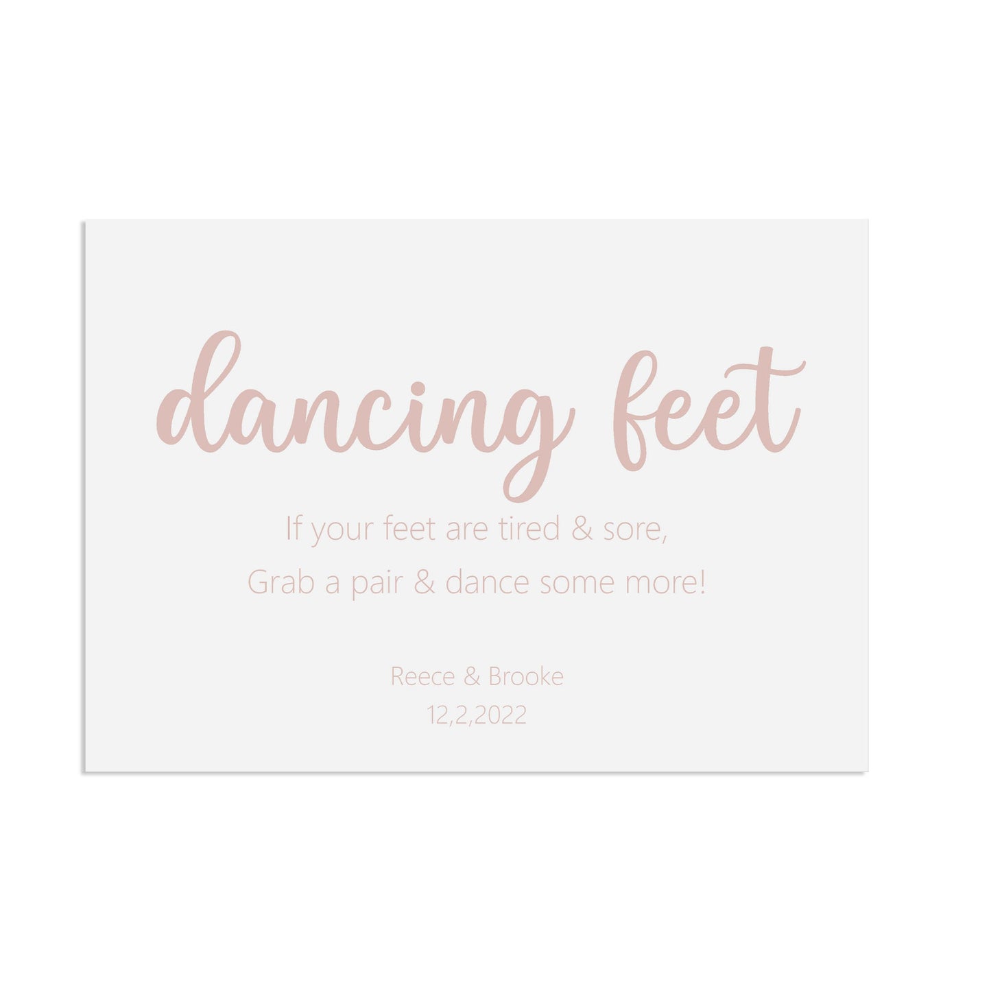 Flip Flops Rose Gold Effect Wedding Sign, Dancing Feet Personalised A5, A4, Or A3