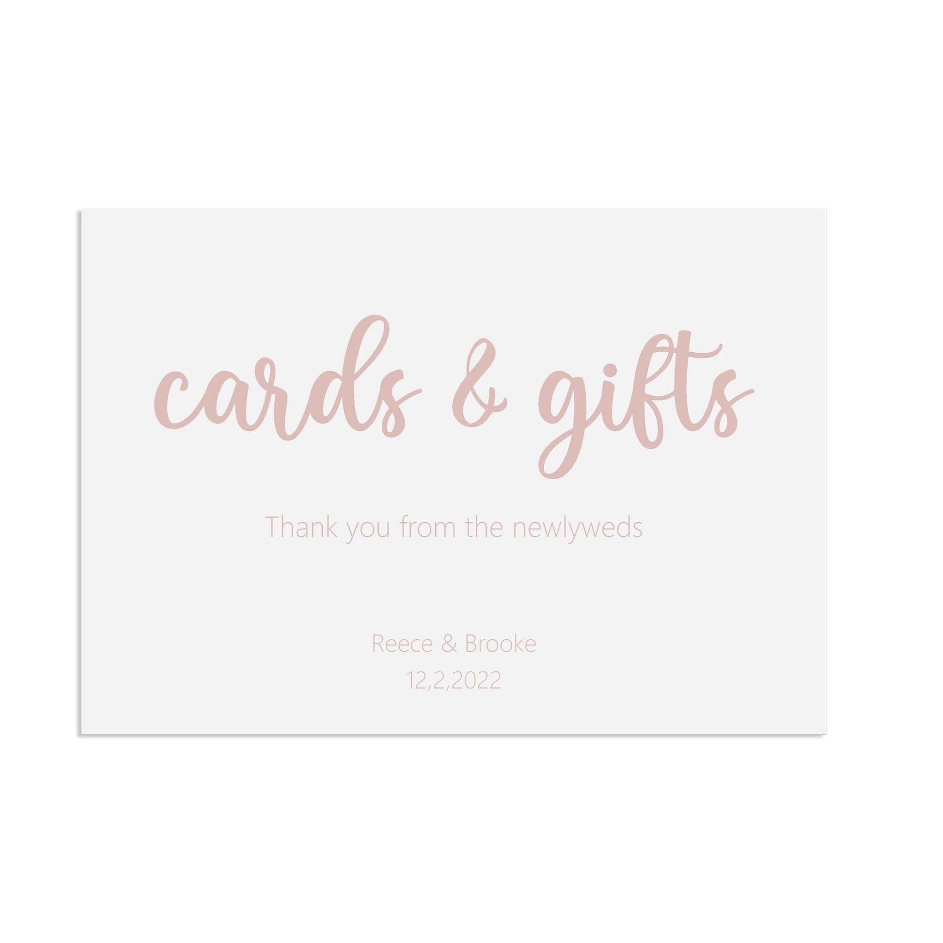 Cards & Gifts Rose Gold Effect Wedding Sign, Personalised A5, A4, Or A3