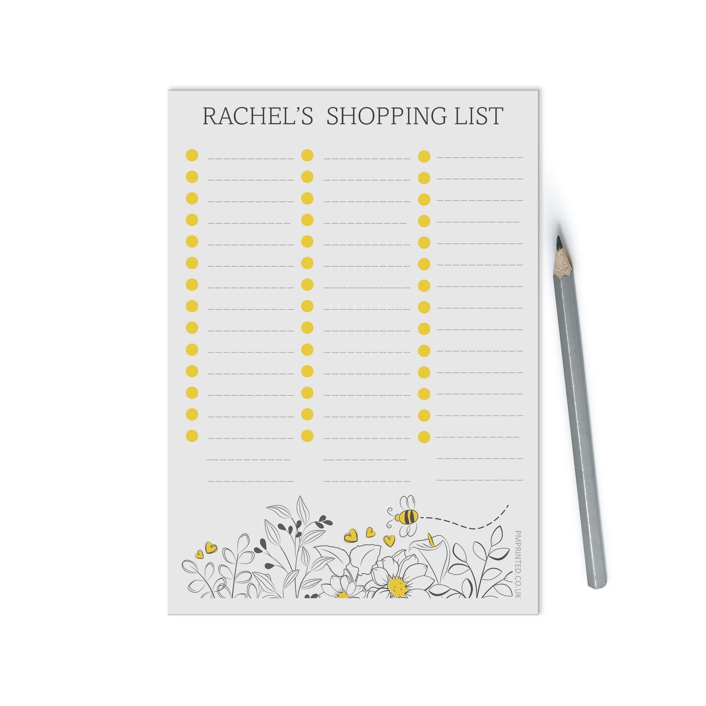 Shopping list Notepad, Personalised A5 with 50 tear off pages, Groceries Planning Greenery Design - PMPrinted