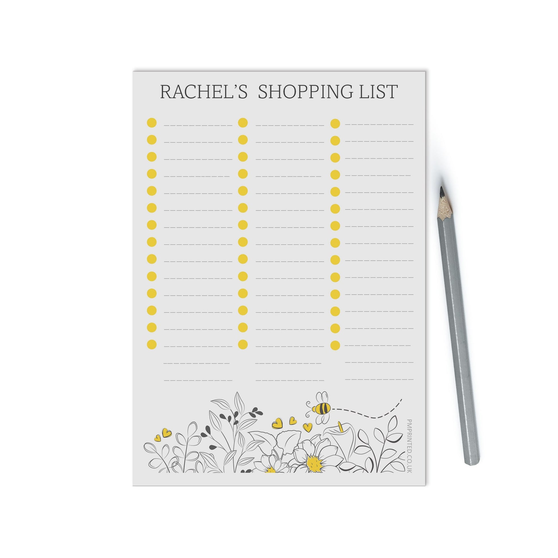 Shopping list Notepad, Personalised A5 with 50 tear off pages, Groceries Planning Greenery Design - PMPrinted