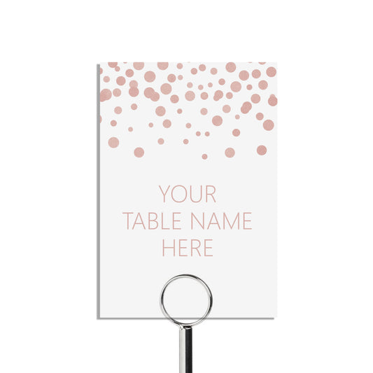Table Name Cards, Blush Confetti Custom Wording, 5x7 Inches