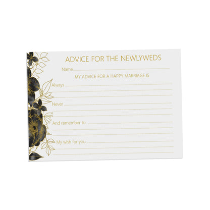 Black & Gold Wedding Advice Cards - Pack Of 25