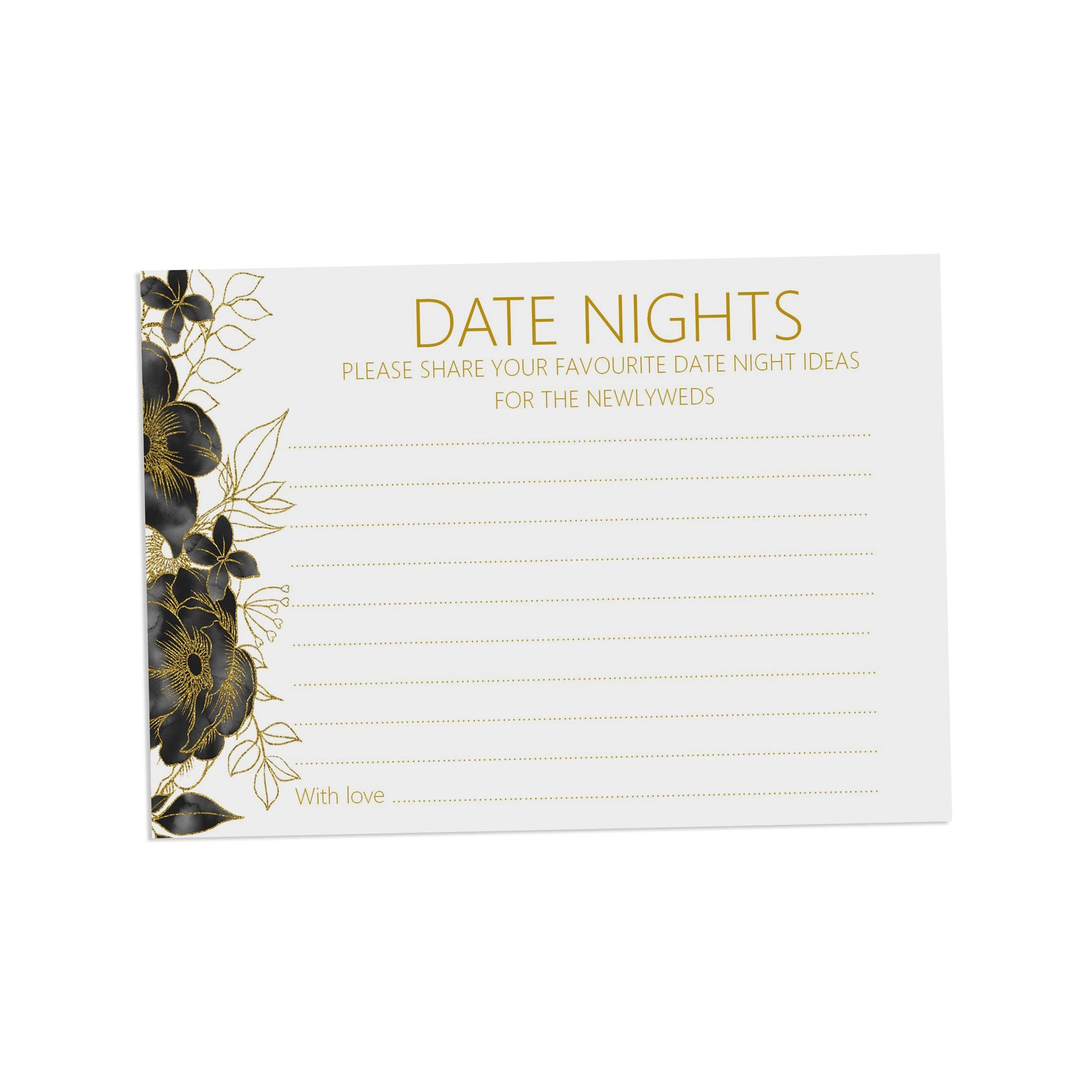 Black & Gold Date Night Advice Cards - Pack Of 25