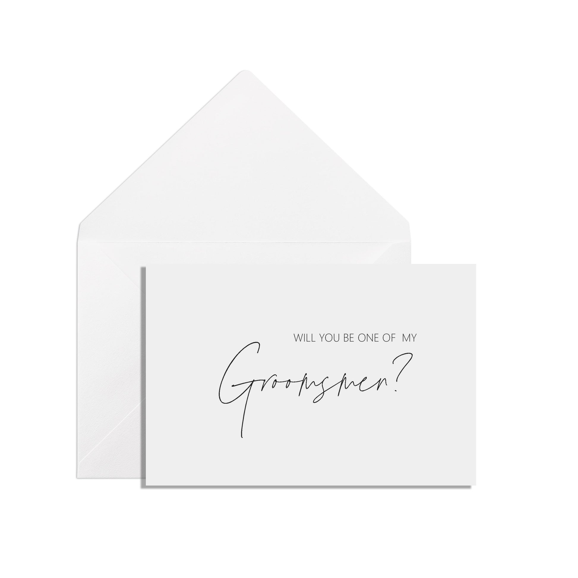 Will You Be One Of My Groomsmen? A6 Black & White Proposal Card With White Envelope