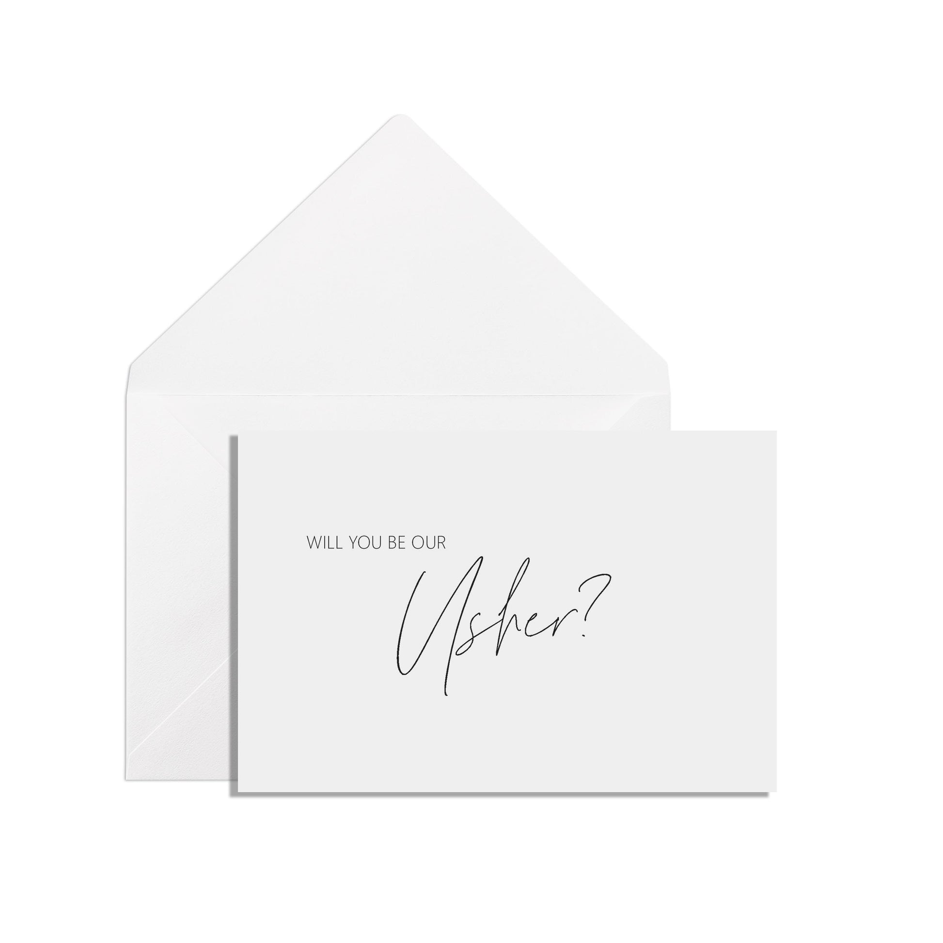 Will You Be Our Usher? A6 Black & White Proposal Card With White Envelope