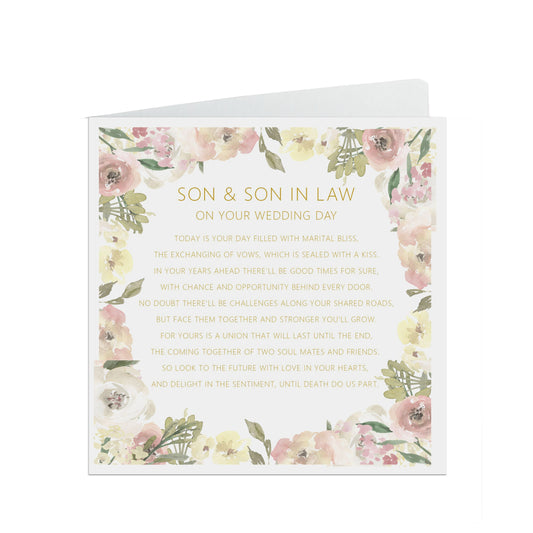 Son & Son In Law On Your Wedding Day Card - Blush Floral