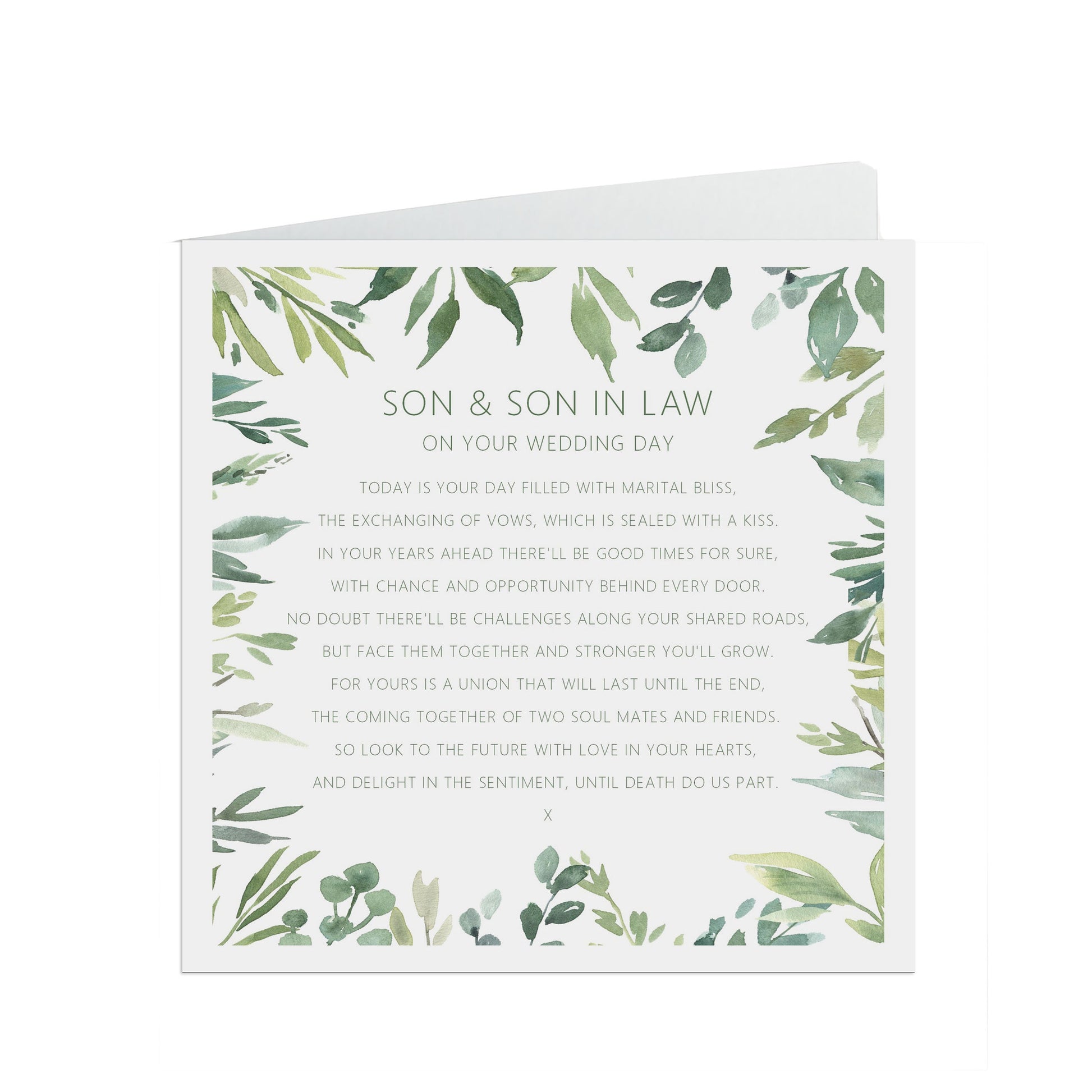 Son & Son In Law On Your Wedding Day Card - Greenery