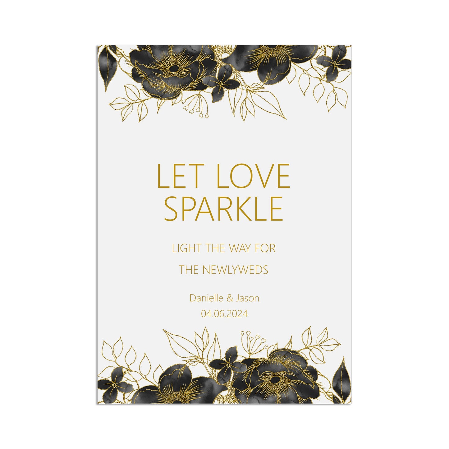 Black & Gold Let Love Sparkle Wedding Sign - 3 Sizes Available